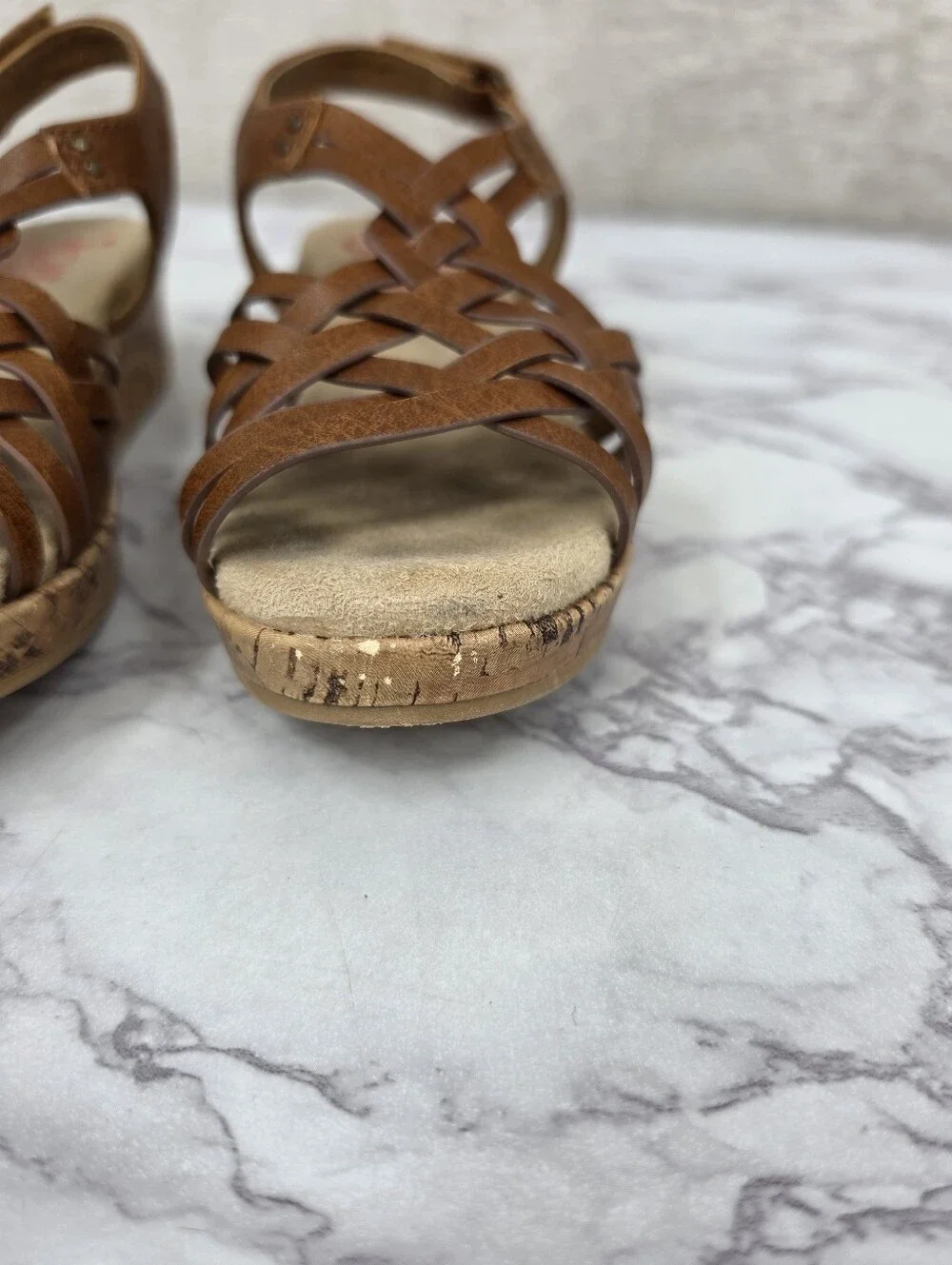 Jellypop Brown Faux Cork Wedge Sandals Toddler Girls Size 10